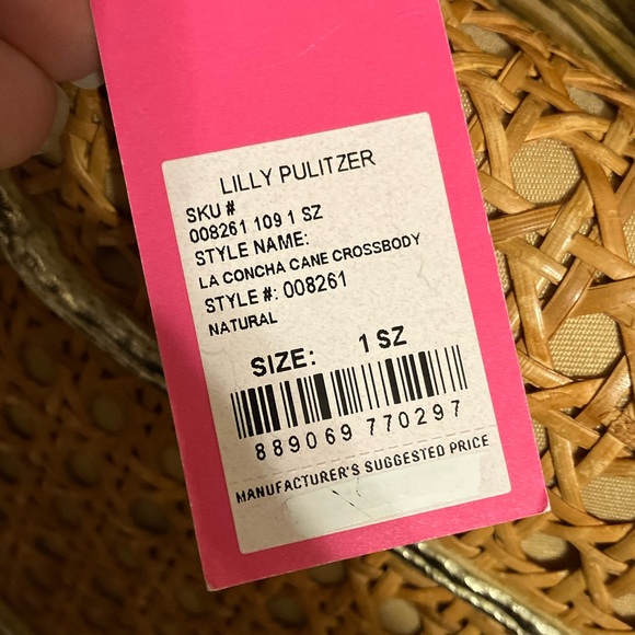 BRAND NEW WITH TAGS • Lilly Pulitzer LaConcha Cane Crossbody Natural Gold Sea - Picture 6 of 6